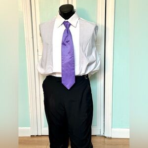Freesia Purple Wedding Prom Tuxedo Wisteria Pre Tied clip on Satin Tie